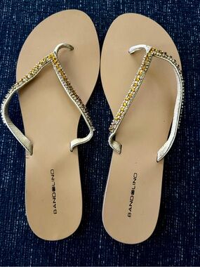 Bandolino Metallic Gold Jeweled Women's Sandals